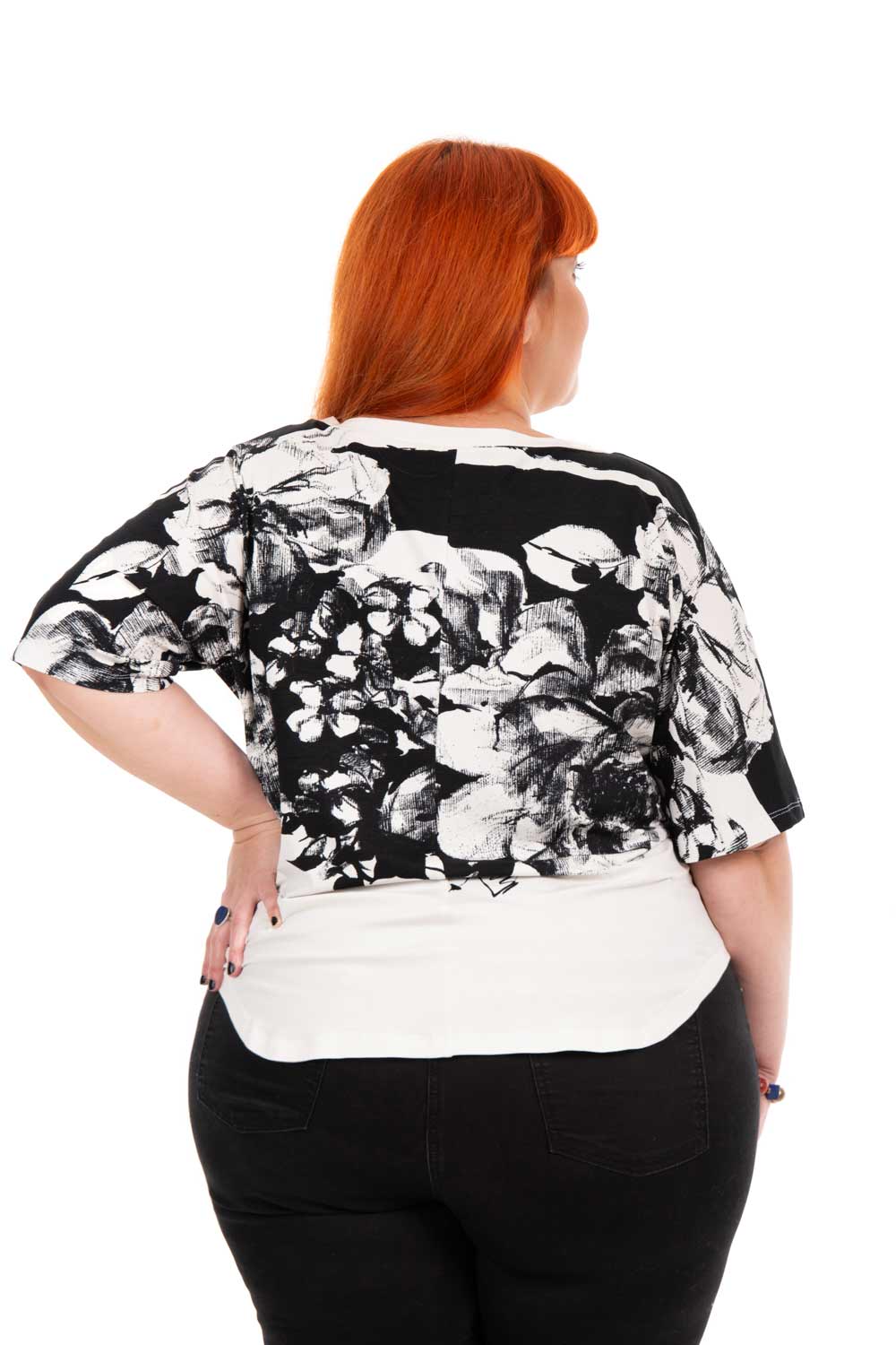 Bluza din tricot alb negru PLUS - imagine 2